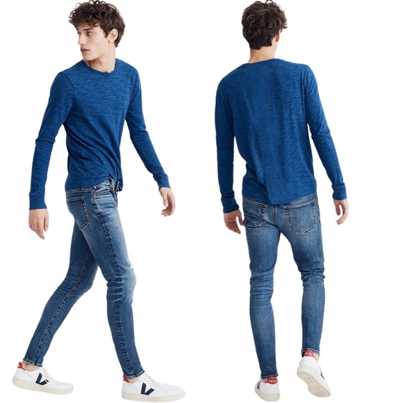 Madewell Men’s Skinny Authentic Flex Jeans in Myrtle Wash Kaihara Mill - Picture 11 of 12